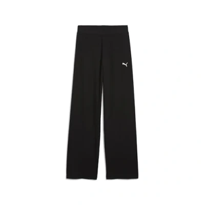 Abbildung von Puma ESS ELEVATED Gerippte Straight Fit Hose Mit hohem Bund Damen Plain Black Größe: XL