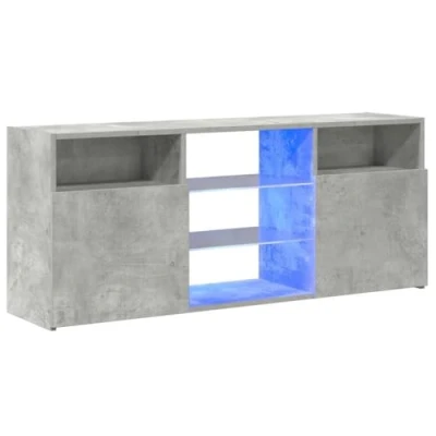Abbildung von vidaXL TV Schrank mit LED Leuchten Lowboard Sideboard Fernsehschrank Fernsehtisch Möbel Tisch Board HiFi Betongrau 120x30x50cm