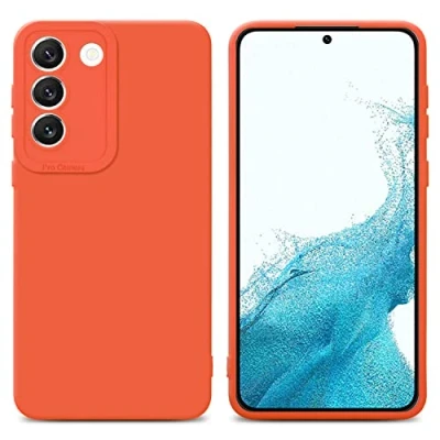Abbildung von Cadorabo Hülle kompatibel mit Samsung Galaxy S22 Schutzhülle TPU Silikon Case Liquid Design Kameraschutz Slim Kratzfest Weiche Gummi Rundumschutz für in Orange