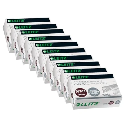 Abbildung von Leitz Juwel Heftklammern 4 mm, 10 x Box mit je 2000 Stück, Neusilber, 56410000
