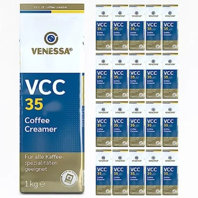 Abbildung von Venessa Coffee Creamer VCC35 Kaffeeweißer, 20 x 1kg, hochwertiger Kaffeeweißer für Vending Automaten, hohe Weißkraft, leicht löslich, Aromaschutzbeutel