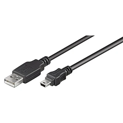 Abbildung von Goobay 93228 USB 2.0 auf Mini Typ B Kabel 480 Mbits / A zu Stecker Adapterkabel GoPro Kartenleser Hubs Schwarz 0,15m