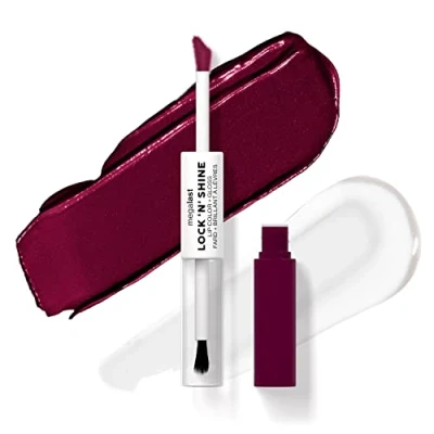 Abbildung von Wet n Wild Megalast Lock n&#039; Shine, Dual Ended Lip Color and Clear Gloss, Vitamin E Jojoba Oil Enriched Formula, Dark Wisteria Shade