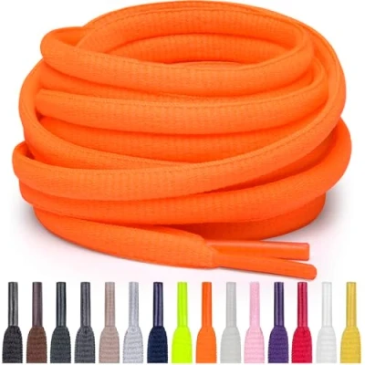 Abbildung von Miscly Schnürsenkel Oval, Reißfest für Sportschuhe, Sneaker und Laufschuhe 100% Polyester Ø 6mm (160 cm, Neonorange)