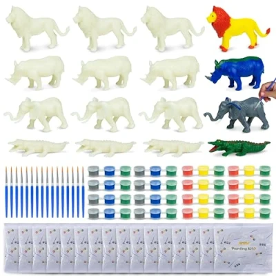 Abbildung von BONNYCO Dschungel Mitgebsel Kindergeburtstag Malset 16 Stück Mitbringsel Gastgeschenke Kleine Geschenke für Kinder, Tiere Pinata Füllung Give Aways Basteln Kinder Jungen