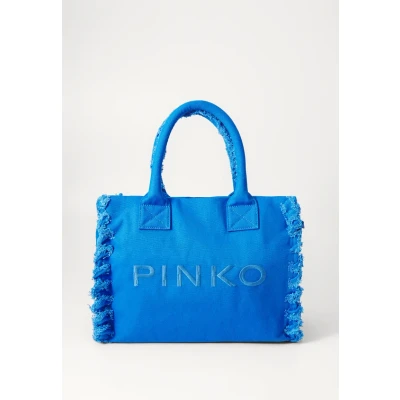 Abbildung von Pinko Einkaufstasche Canvas beige, blau, 38X29X15