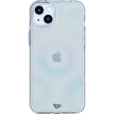 Abbildung von tech21 Evo Clear Sparkle Hülle für iPhone 15 Plus, Kompatibel mit MagSafe, Biologisch abbaubar, Glitzer, 12x Militärniveau Fallschutz: 3,6m