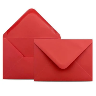 Abbildung von 50 Briefumschläge DIN C6 Rot 11,4 x 16,2 cm Kuverts mit 100 g/m² Nassklebung spitze Klappe Umschläge ohne Fenster Colours 4 you
