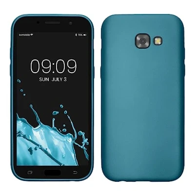 Abbildung von kwmobile Case kompatibel mit Samsung Galaxy A5 (2017) Hülle Schutzhülle aus Silikon metallisch schimmernd Handyhülle Metallic Karibikblau