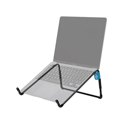 Abbildung von R Go Tools Steel Travel, Laptopständer, Tragbarer/Faltbarer/Ergonomischer Laptophalter, Kompatibel mit MacBook Pro/Air, Dell, HP, Samsung, Lenovo von 10 bis 22 Zoll, Stahl, Schwarz, RGOSC015BL