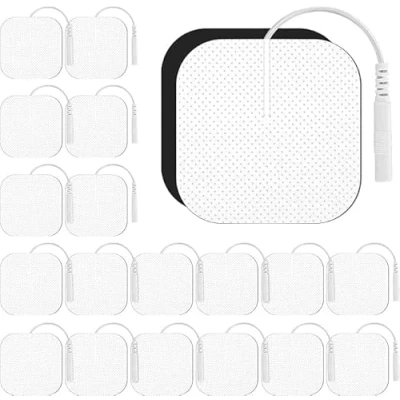 Abbildung von 20 TENS EMS Elektroden Pads 5x5 cm,TENS Gerät Pads,Wiederverwendbar selbstklebenden Pads,für Geräte and Trainer (002)