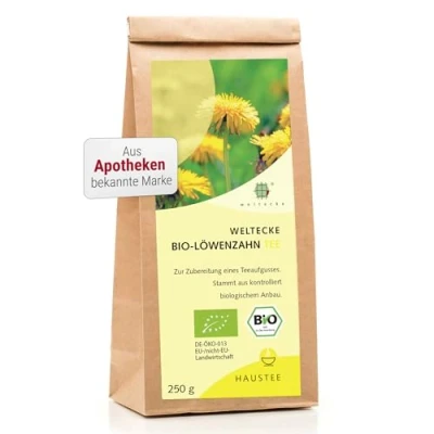 Abbildung von Weltecke Bio Löwenzahn Tee lose 250 g Löwenzahnwurzel &amp; Blätter getrocknet, geschnitten In Deutschland hergestellt Würzig herber Kräuter I Sanft bittere Note Organic Dandelion Tea