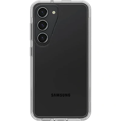 Abbildung von OtterBox Symmetry Clear Hülle für Samsung Galaxy S23, sturzsicher, schützende Hülle, 3x getestet nach Militärstandard, antimikrobiell, Transparent, Keine Einzelhandelsverpackung