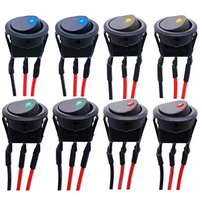 Abbildung von RUNCCI YUN 8PCS Wippschalter 12V Rund Kippschalter KFZ Schalter beleuchtet, DC 20A LED Auto Ein Aus 3 Polig mit 4 Farbe (mit Draht)