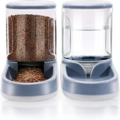 Abbildung von Automatisches Futter und Wasserspender für Hunde, Katzen, Futterspender Wasserspender, 3,8 l, 2 in 1 Katzenfutter, kleine, mittelgroße große Haustiere (Gray)