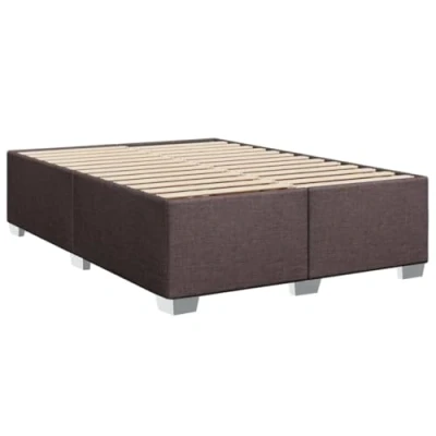 Abbildung von vidaXL Bettgestell, Bett mit Bettfüße Lattenrost, Polsterbett für Schlafzimmer, Doppelbett Bettrahmen, Modern, Dunkelbraun 140x190cm Stoff
