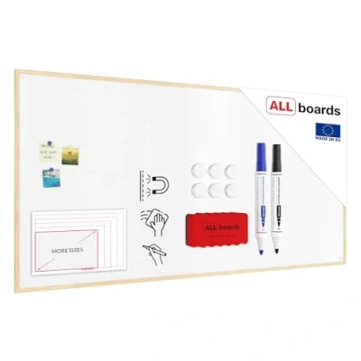Abbildung von ALLboards Whiteboard mit Holzrahmen 200x100cm Magnettafel Weiß Magnetisch, Trocken Abwischbar