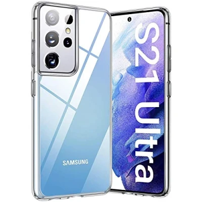 Abbildung von Verco Handyhülle für Samsung S21 Ultra Case [6,8 Zoll], Handy Cover Galaxy Hülle Transparent Dünn Klar Silikon, durchsichtig