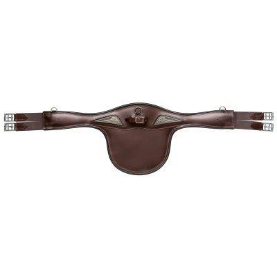 Abbildung von Equiline Spring Sattelgurt Leder mit Bauchlatz Braun 135cm
