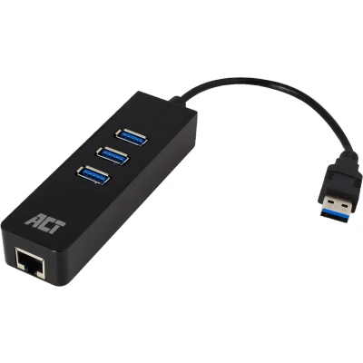 Abbildung von ACT USB Hub 3.2 mit 3 A Anschlüssen und Ethernet Anschluss