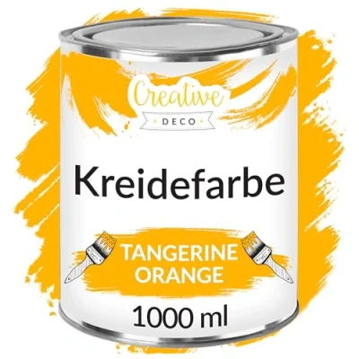 Abbildung von Creative Deco Mandarin Orange Kreidefarbe Für Möbel 1000 ml Möbellack, Möbelfarbe Landhaus, Vintage Stil, Decoupage, Renovierung Matt Abwaschbar Wisch Effekt Gradient möglich