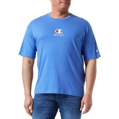 Abbildung von Champion Herren Legacy Icons Plus S/S Crewneck T Shirt, Jeansblau, Medium