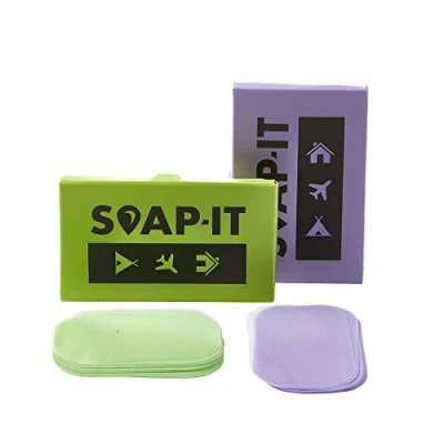 Abbildung von Soap IT Seifenblätter 150 Paper Seife für Unterwegs Mini to go Hand Seifenpapierblätter Camping Travel (Jasmin &amp; Lavendel)
