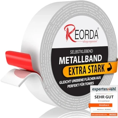 Abbildung von REORDA Metallband selbstklebend Weiß Ideal für Tonies® Figuren &amp; Regale Magnetband Magnete I Ferroband Eisenband (3m)