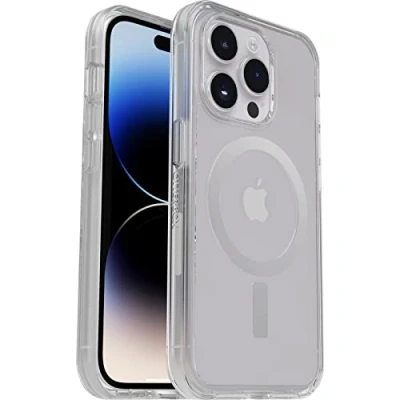 Abbildung von OtterBox Symmetry+ transparente Hülle für iPhone 14 Profür MagSafe, stoßfest, schützende Hülle, 3x getestet nach Militärstandard, antimikrobieller Schutz, Transparent, Keine Einzelhandelsverpackung