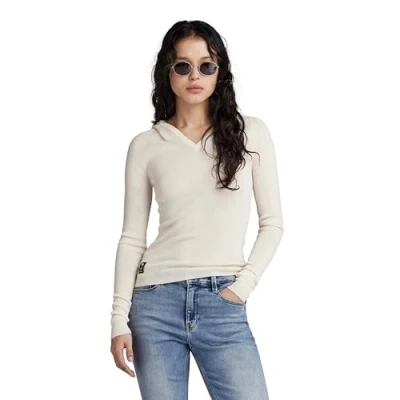 Abbildung von G STAR RAW Damen Hooded Slim Knitted Pullover, Beige (eggnog D23928 B692 G076), L