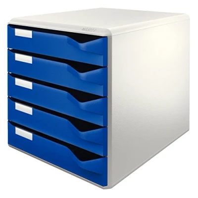 Abbildung von Leitz Post Set mit 5 Schubladen, Schubladenset zur Aufbewahrung von Dokumenten und Büromaterialien, Blau, 52800035