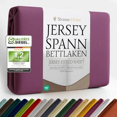 Abbildung von Strauss Home Spannbettlaken Premium, Gummizug: Rundumgummi, 150gr/m2 Premium Jersey 100% Baumwolle