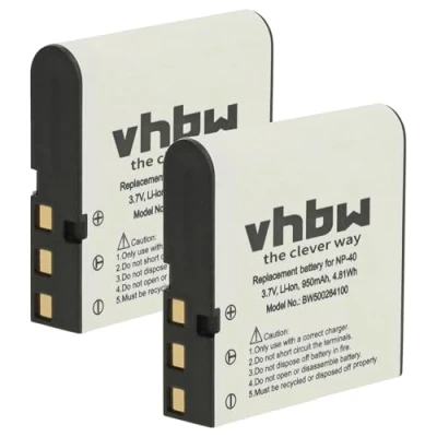 Abbildung von vhbw 2X Akku kompatibel mit Praktica DX2, DV HD12, 10.10 FHD, DX 1, DVC 510, DR15, DR 15, 14.1 HDMI Kamera (950 mAh, 3,6 V, Li Ion)