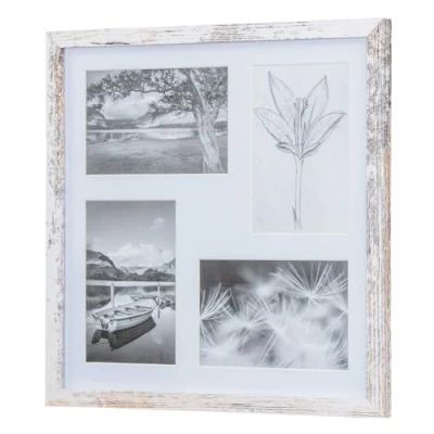 Abbildung von Bilderrahmen 4 Fotos 10x15 Shabby Chic Vintage MDF Holz Fotorahmen Wanddeko Fotocollage Deko Collage