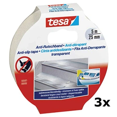 Abbildung von tesa Anti Rutschband, 5 m x 25 mm (3X transparent, 5mx25mm)