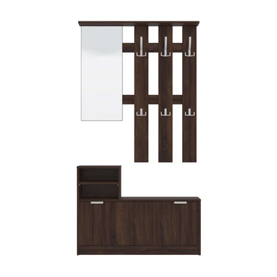 Abbildung von INOSIGN Garderoben Set Ravenna Flurgarderobe, Dielenschrank, Kompaktgarderobe, Breite 100 cm, (Komplett Set, 2 St), inkl. Schuhschrank und Garderobenpaneel, mit Klapptür, Spiegel, Haken