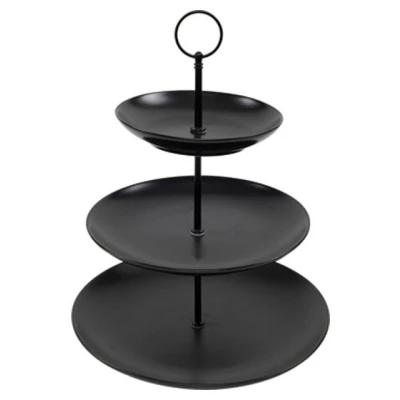 Abbildung von Etagere TOWER, Ø 26 x H 36 cm, Schwarz, 3 stöckig, Porzellan
