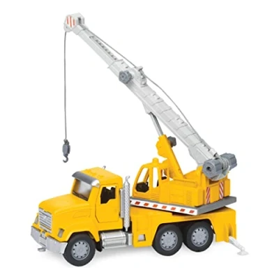 Abbildung von Driven Micro Kran 19 cm mit ausfahrbarem Arm, Lichtern und Tönen Polizei Spielzeugauto Geräuschen, Funktionen Spielzeug Auto ab 3 Jahren, Gelb
