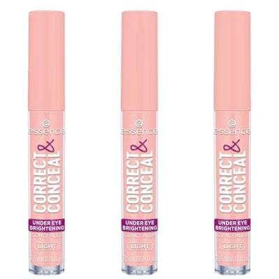 Abbildung von essence CORRECT &amp; CONCEAL under eye brightening concealer, Nr. 10, Pink, aufhellend, farbkorrigierend, natürlich, für sensible Haut, vegan, ölfrei, ohne Parfüm, Alkohol, 3er Pack (3x3.5ml)