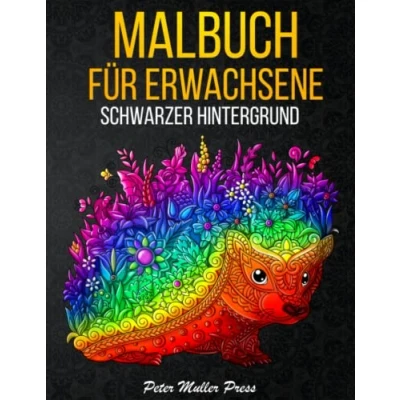 Abbildung von Malbuch für Erwachsene Schwarzer Hintergrund: 50 Wunderschöne Tier Motiven zum Ausmalen, Entspannen und Stressabbau Mandalas