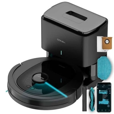 Abbildung von Cecotec Saugroboter Conga 8490 Ultimate Ultra Power Home, Lasernavigation, App Steuerung, 2,5 L Staubautomatikentleerung, 7000 Pa, bis zu 170 Minuten Akkulaufzeit, Silikon Hauptbürste für Haustiere.