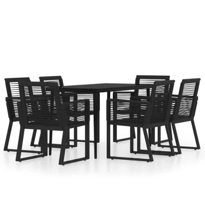 Abbildung von vidaXL Gartenmöbel Set 7 TLG. Gartengarnitur Sitzgruppe Gartenset Sitzgarnitur Gartentisch Tisch Stuhl Esstisch Gartenstuhl Schwarz