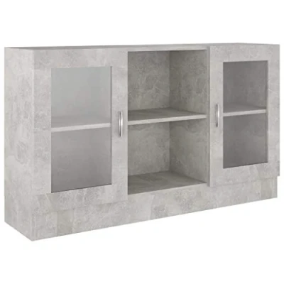Abbildung von vidaXL Vitrinenschrank Sideboard Kommode Anrichte Vitrine Schrank Beistellschrank Mehrzweckschrank Standschrank Betongrau 120x30,5x70cm Holzwerkstoff