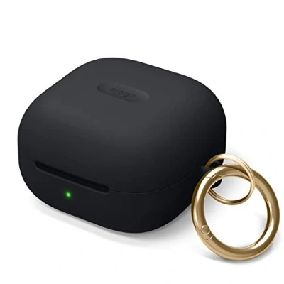 Abbildung von elago Silikon Case mit Karabiner Kompatibel Samsung Galaxy Buds FE (2023), Buds2 Pro Hülle, Buds2, Pro, Live (Schwarz)