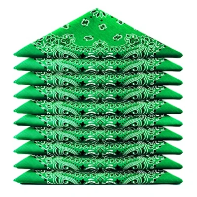 Abbildung von ...KARL LOVEN BANDANA 10 Stück Grün Paisley Mandala Muster 100% Baumwolle TÜV geprüft Dicker Stoff 20 Exklusivfarben