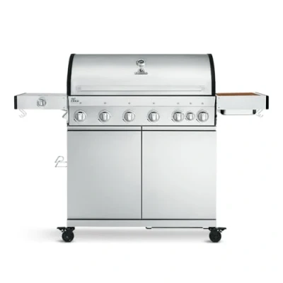 Abbildung von BURNHARD Fat FRED Deluxe Gasgrill, 4 Edelstahlbrenner, 2 Infrarot Keramikbrenner, Seitenkochfeld, UV beständige Abdeckung, Gusseisen Grillroste inkl. Grillspachtel und Grillschaber