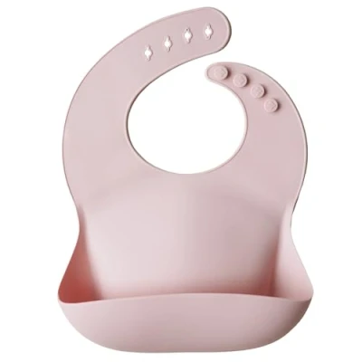 Abbildung von Mushie Lätzchen Blush, Silikon Rosa BPA frei Babylätzchen Schlabberlatz Kleckerlatz Barterl