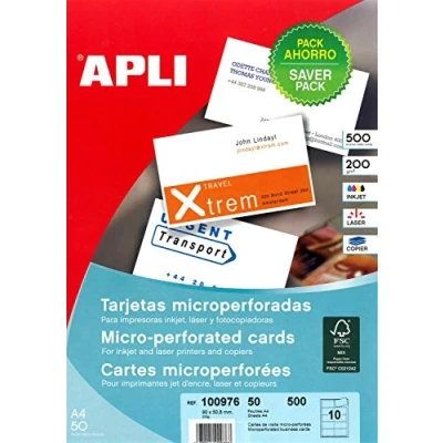 Abbildung von APLI 100976 500 Visitenkarten, 90 mm x 50,8 mm, 200 g, weiß