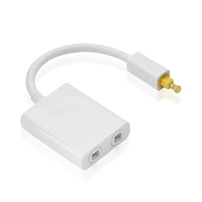 Abbildung von Eboxer Dual Port Toslink Digital Optischer Audio Splitter Adapter Audiokabel 1 in 2 aus für DVD CD Computer usw.(schwarz,weiß)(Weiß)