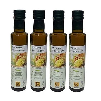 Abbildung von 4x 250ml weißer Essig BIO aus Weintrauben 4 Flaschen im Set 1 Liter gesamt + 10ml Olivenöl Kreta Weißwein Weißweinessig Weinessig Griechenland
